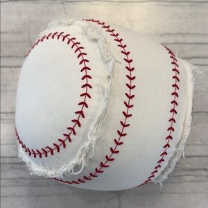 Restoration Hardware Cream and Red Baseball Pillow